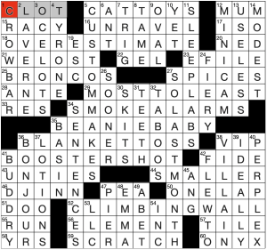 Answer grid for Los Angeles Times crossword 3/14/26 by Erik Agard